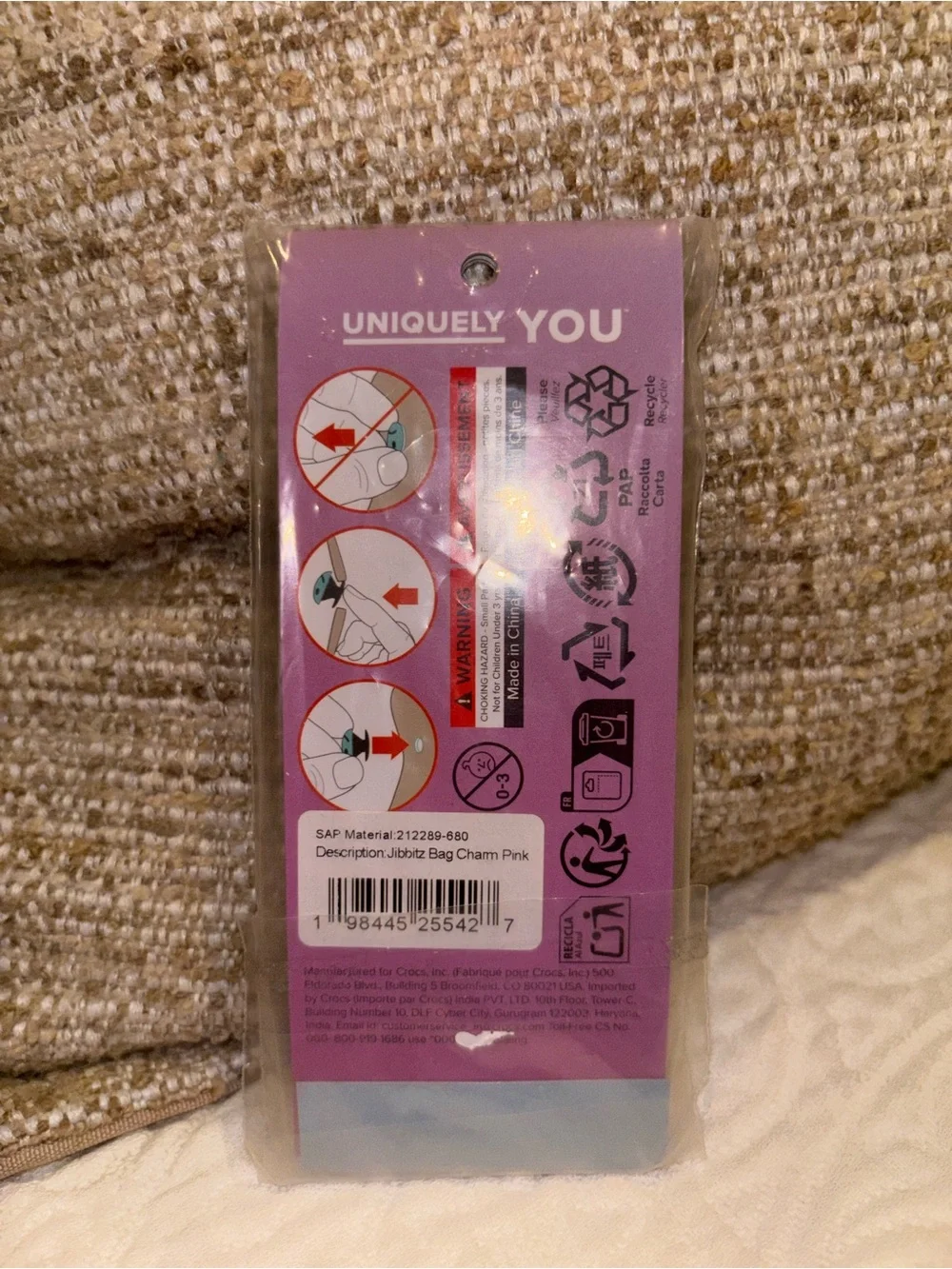 CROCS Pink Jibbitz Charm Keychain Tag